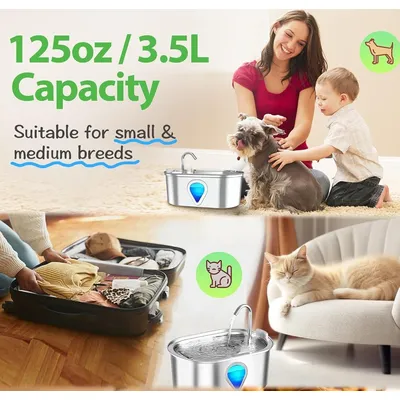 IntiMeg Fontaine à eau pour chats et chiens - 3.5 L