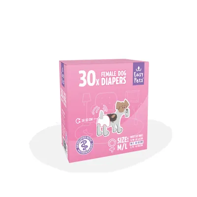 EasyPets Couche Chienne M/L - Chaleurs & Incontinence - 30 pcs