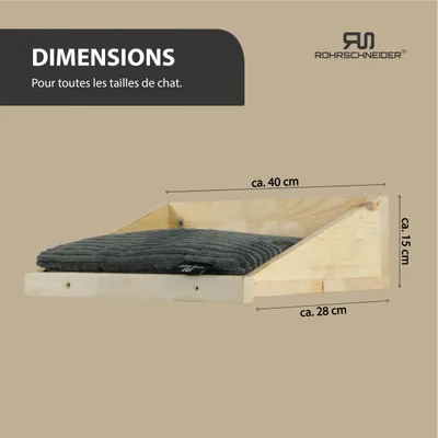 Katzenkletterwand Massiv natur+ Kissen Cord breit dunkelgrau