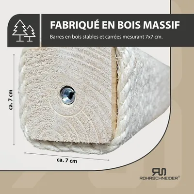 Katzenkletterwand Massiv natur + Kissen Deluxe Cord beige