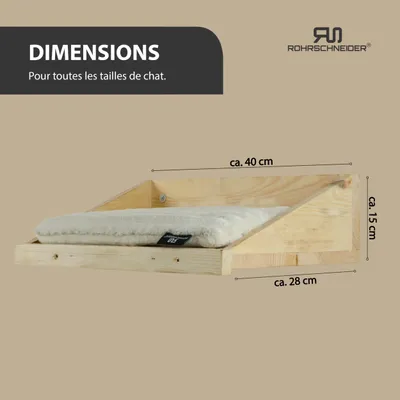 Katzenkletterwand Massiv natur + Kissen Deluxe Cord beige