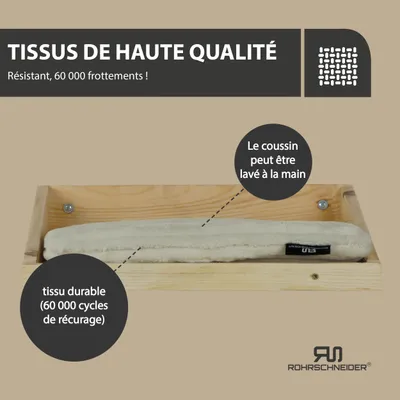 Katzenkletterwand Massiv natur + Kissen Deluxe Cord beige