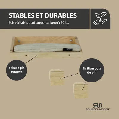 Katzenkletterwand Massiv natur + Kissen Deluxe Cord beige