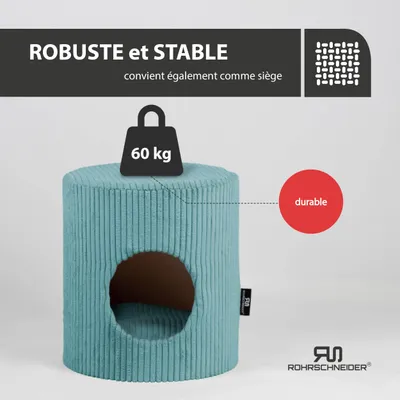 Tierhöhle/Hocker ohne Füße Cord türkis + Spielkugel 2er-Set