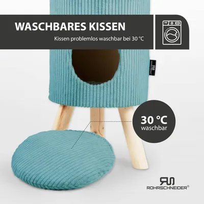 Rohrschneider Tabouret-refuge pour animaux en velours côtelé avec pieds Rohrschneider Tabouret-refuge pour animaux en velours côtelé avec pieds