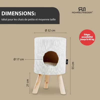 Tierhöhle/Hocker mit Füßen Cord beige+ Spielkugel 2er-Set