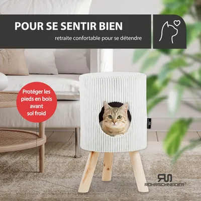 Tierhöhle/Hocker mit Füßen Cord beige+ Spielkugel 2er-Set