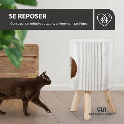 Tierhöhle/Hocker mit Füßen Cord beige+ Spielkugel 2er-Set