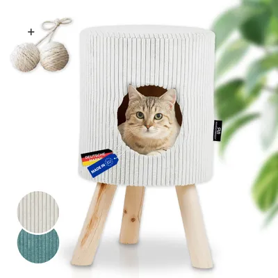 Tierhöhle/Hocker mit Füßen Cord beige+ Spielkugel 2er-Set Tierhöhle/Hocker mit Füßen Cord beige+ Spielkugel 2er-Set