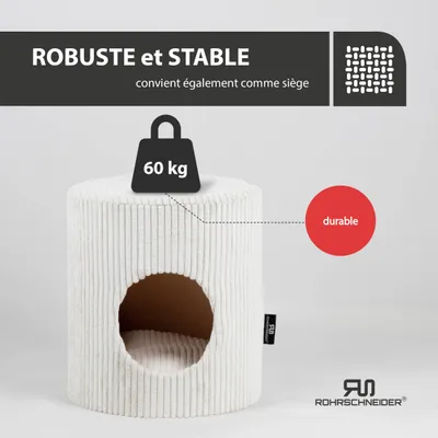 Tierhöhle/Hocker ohne Füße Cord beige + Spielkugel 2er-Set