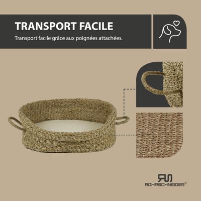 Rohrschneider Panier pour animaux en jonc de mer avec anse