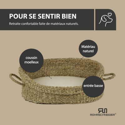 Rohrschneider Panier pour animaux en jonc de mer avec anse