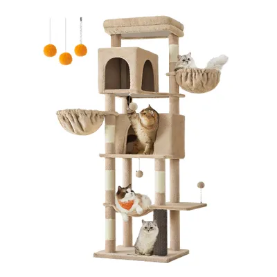 Feandrea Arbre à Chat, Grand, avec 2 Niches, 2 Paniers, 5 Griffoirs