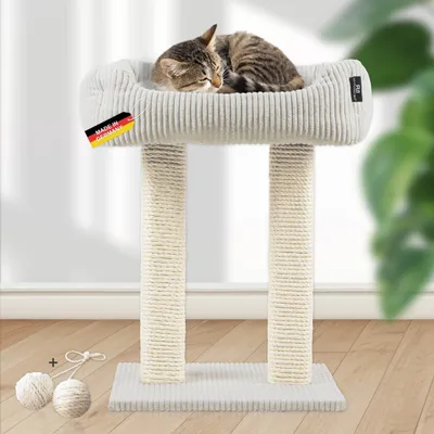 Katzenbaum mit Kuschelsofa/ 2xstarke Holme dkl grau + SPK