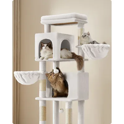 Feandrea Arbre à Chat, Grand, avec 2 Niches, 2 Paniers, 5 Griffoirs