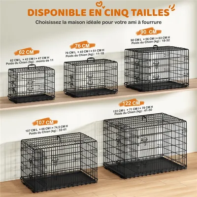 Hundebox Tiertransportbox mit Ausziehbaren Bodenwanne Griff und 2 Türen