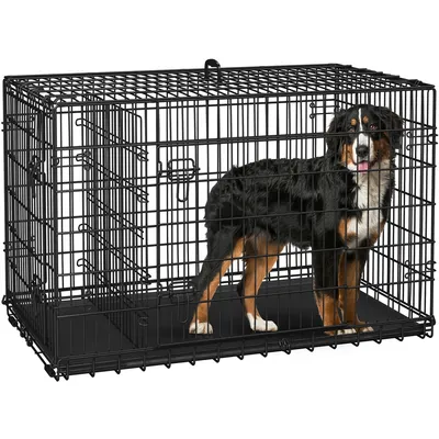 Cage Pour Chien Transportable En Fils Métalliques 122×73×80 Cm Noir