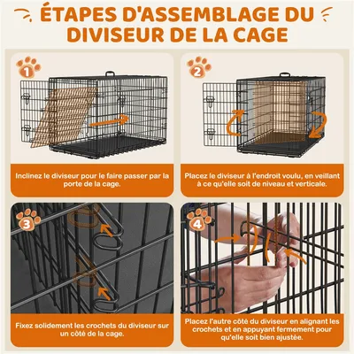 Cage Pour Chien Transportable En Fils Métalliques 122×73×80 Cm Noir