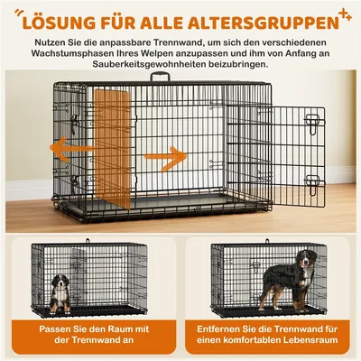 Hundebox Tiertransportbox mit Ausziehbaren Bodenwanne Griff und 2 Türen