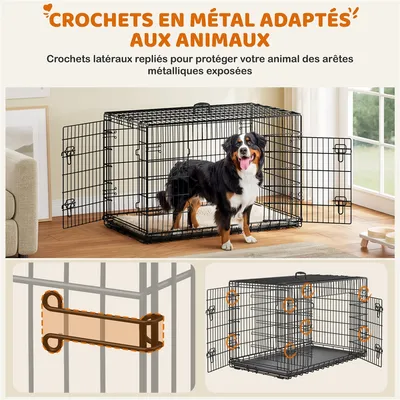 Hundebox Tiertransportbox mit Ausziehbaren Bodenwanne Griff und 2 Türen