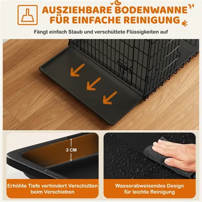 Hundebox Tiertransportbox mit Ausziehbaren Bodenwanne Griff und 2 Türen