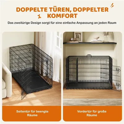 Hundebox Tiertransportbox mit Ausziehbaren Bodenwanne Griff und 2 Türen