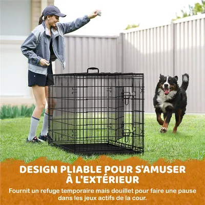 Cage Pour Chien Transportable En Fils Métalliques 122×73×80 Cm Noir