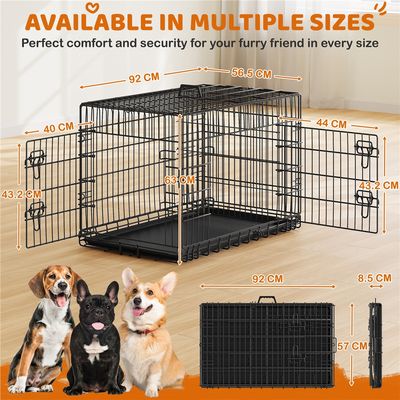 Cage Pour Chien Transportable En Fils Métalliques 92× 56× 63 Cm Noir