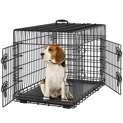Cage Pour Chien Transportable En Fils Métalliques 92× 56× 63 Cm Noir