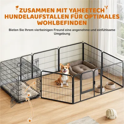 Faltbarer Hundekäfig L 90 x 56 x 63 cm klappbar mit 2 Türen, Schwarz