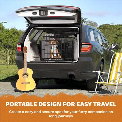Cage Pour Chien Transportable En Fils Métalliques 92× 56× 63 Cm Noir