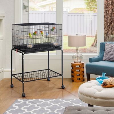 Yaheetech Cage à Oiseaux avec Support Noir
