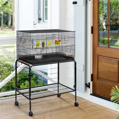 Yaheetech Cage à Oiseaux avec Support Noir Yaheetech Cage à Oiseaux avec Support Noir