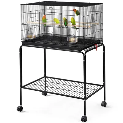 Yaheetech Cage à Oiseaux avec Support Noir