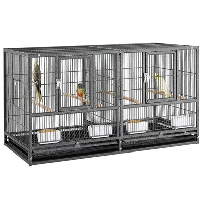Cage à Oiseaux Large Empilable Cadre En Métal Cage D’élevage Divisée