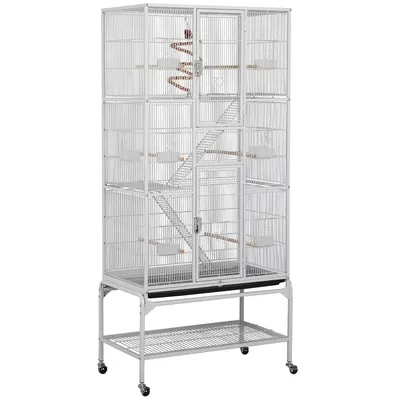 Cage à Oiseaux En Métal Hauteur De 175 Cm Avec Toit Volière