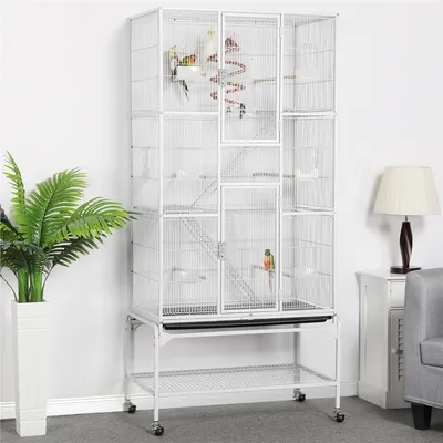 Cage à Oiseaux En Métal Hauteur De 175 Cm Avec Toit Volière Cage à Oiseaux En Métal Hauteur De 175 Cm Avec Toit Volière