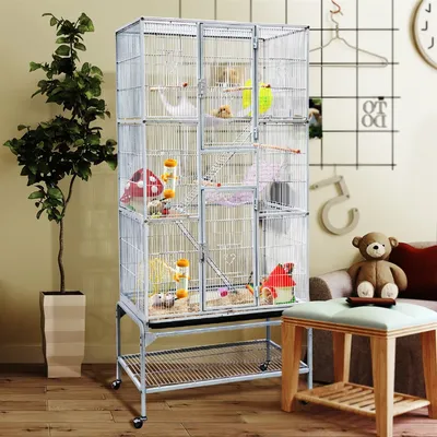 Cage à Oiseaux En Métal Hauteur De 175 Cm Avec Toit Volière