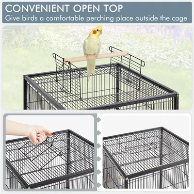 Yaheetech Cage à Oiseaux avec Roulettes Noir