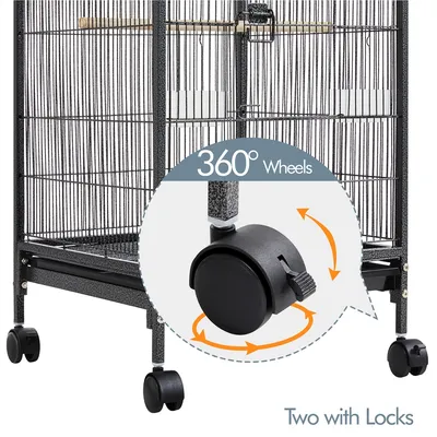 Yaheetech Cage à Oiseaux avec Roulettes Noir