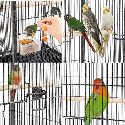 Vogelvoliere Vogelkäfig Papageienkäfig Vogelhaus mit Holzstangen und Rollen