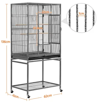 Grande Cage à Oiseaux Sur Pied En Métal Avec Loquet Robuste