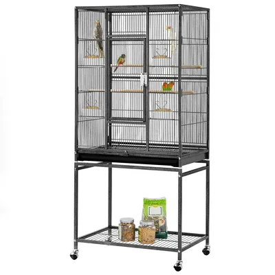 Grande Cage à Oiseaux Sur Pied En Métal Avec Loquet Robuste