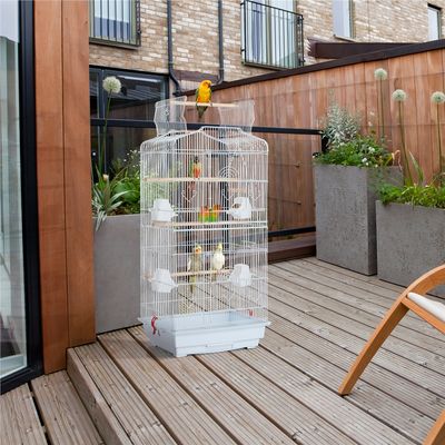 Cage à Oiseaux Décorative En Métal Avec Toit Ouvrable, Balançoire