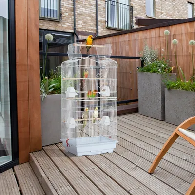 Cage à Oiseaux Décorative En Métal Avec Toit Ouvrable, Balançoire