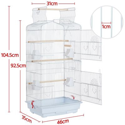 Cage à Oiseaux Décorative En Métal Avec Toit Ouvrable, Balançoire