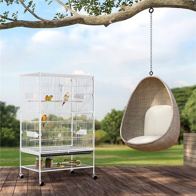 Cage à Oiseaux En Métal Avec Support Roulant, Étagère De Rangement