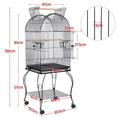 Cage à Oiseaux En Métal à Toit Ouvert Cage à Perroquet Roulante
