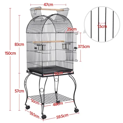 Cage à Oiseaux En Métal à Toit Ouvert Cage à Perroquet Roulante