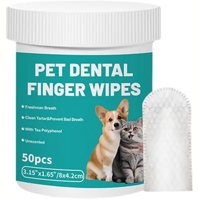 Lingettes nettoyantes dentaires pour chien et chat